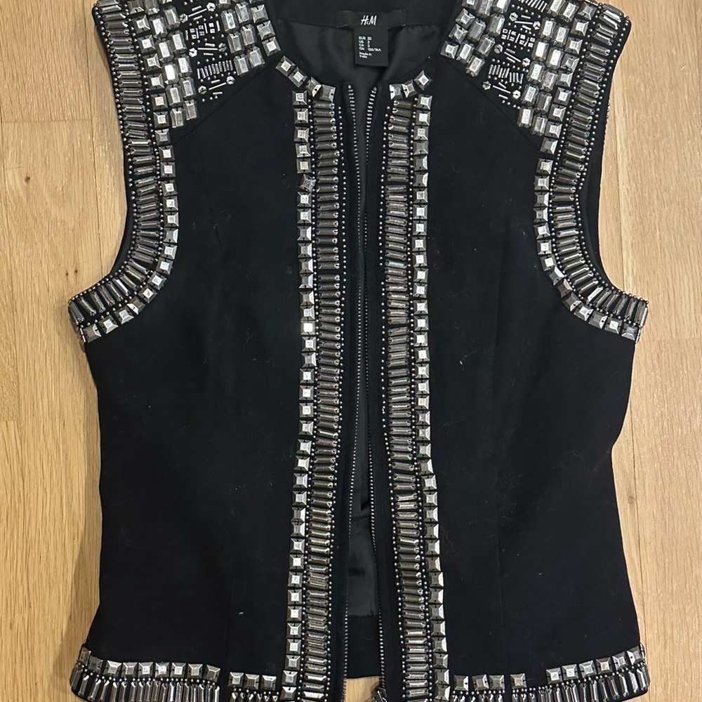 H&M Black and Silver Embellished Vest